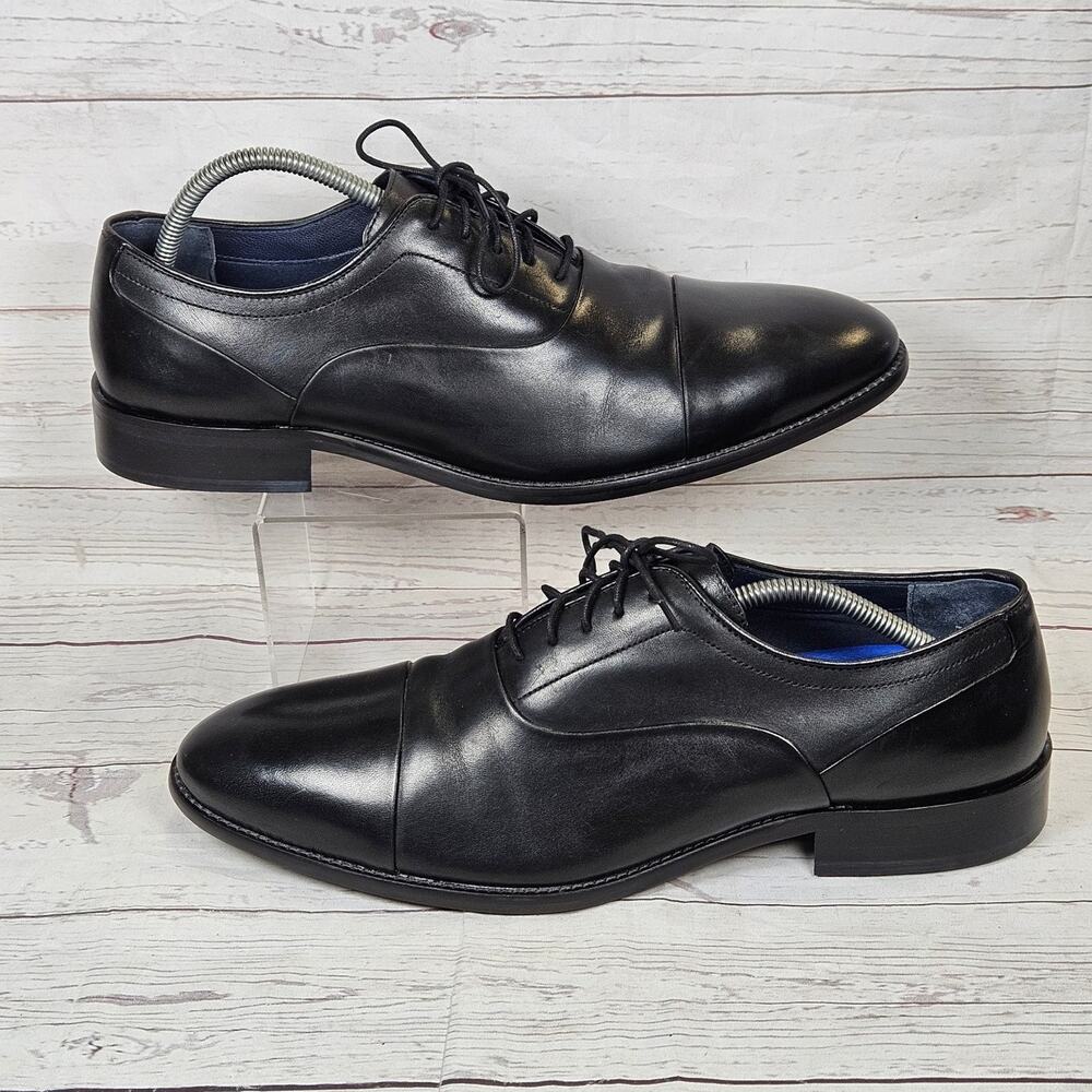 Johnston & Murphy Men's Black 12M Leather Cap Toe Oxford Dress Shoes